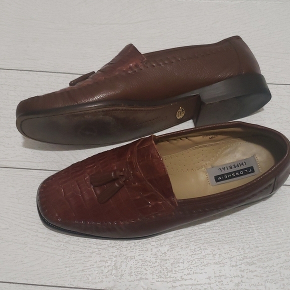Florsheim Imperial 9D genuine caiman chestnut with tassels mens loafers main image 4